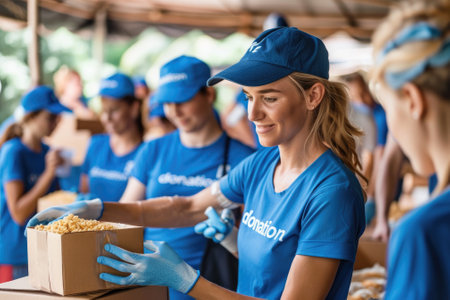 Group Volunteer have donate and giving food. Generative AIの素材