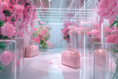 Bag display and luxury designer. Generative AIの素材