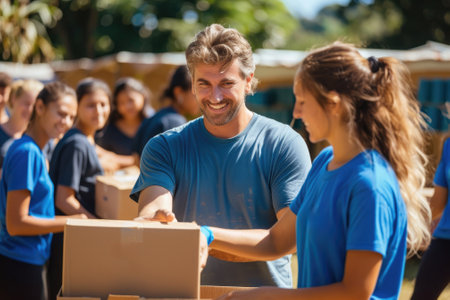 Group Volunteer have donate and giving food. Generative AIの素材