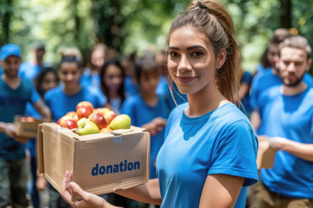 Group Volunteer have donate and giving food. Generative AIの素材