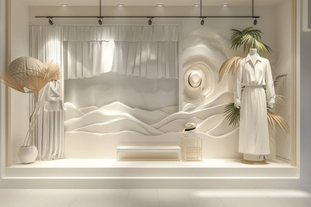 Shop window display, Showcase on shopping mall. Generative AIの素材
