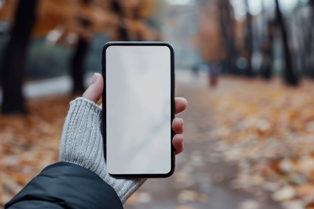 Mobile phone with blank screen for advertising. Generative AIの素材