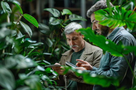 A man research plant at laboratory. Generative AIの素材