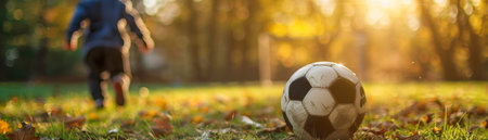 Football on world tournament for banner. champion tournament banner. Generative AIの素材