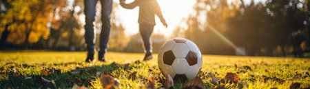 Football on world tournament for banner. champion tournament banner. Generative AIの素材