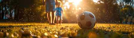 Football on world tournament for banner. champion tournament banner. Generative AIの素材
