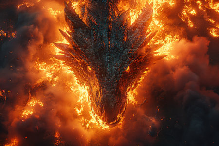 Fantasy Dragon monster with fire. Generative AIの素材