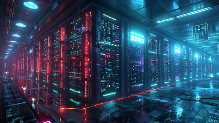 Database futuristic server. mining crypto currency farm technology. Generative AIの素材