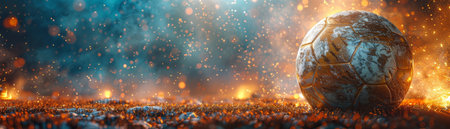 Football on world tournament for banner. champion tournament banner. Generative AIの素材