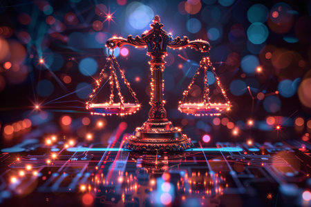 A scale with a golden base and a golden topの素材