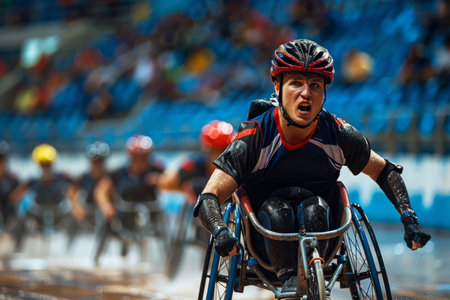 A basketball player sitting on wheelchairの素材