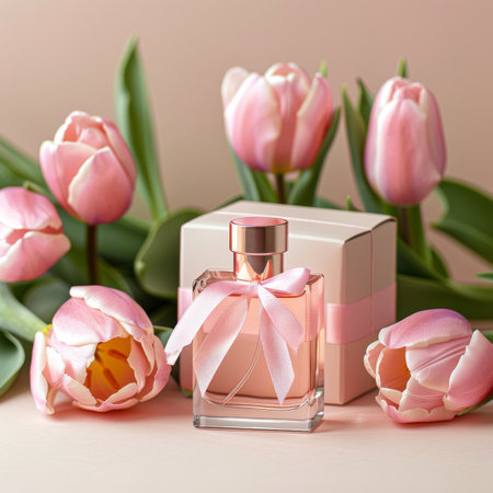 Mockup Perfume bottle. beauty and cosmetic conceptの写真素材