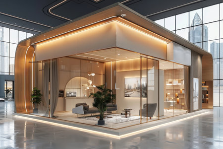 A booth of real estate project showcase interior in exhibitionの素材