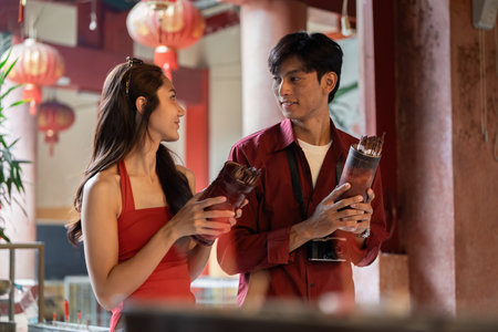 Celebrating new year traditions chinese lantern festival cultural event vibrant restaurant close-up joyful connectionsの写真素材