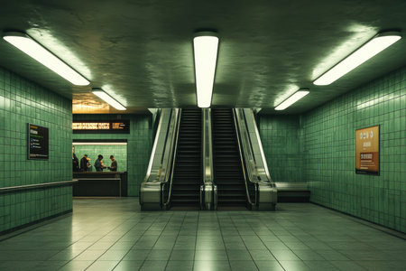 Urban subway station city transit hub interior space minimalist design wide angle view contemporary architectureの素材