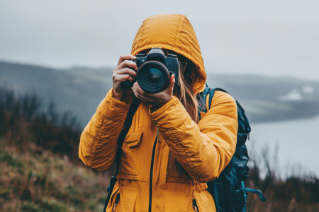 Capturing scenic landscape imagery a photographers outdoor adventureの素材