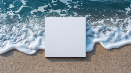 Creative inspiration blank canvas on beach art coastal setting serene viewpoint natures paletteの素材