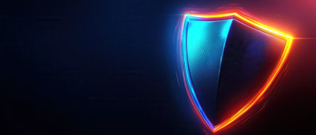 Futuristic environment dynamic digital shield and abstract graphic design conceptsの素材