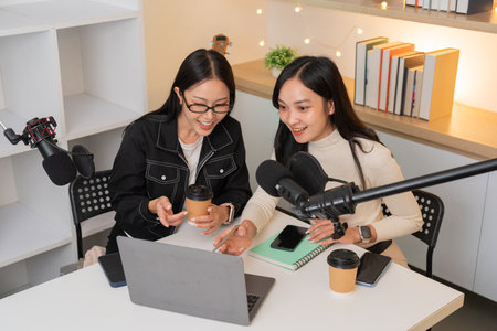 Podcasting Duo Engaging in Digital Content Creation