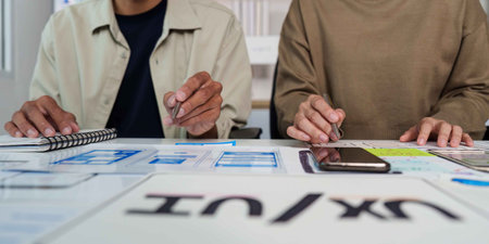 Collaborative UX UI Design Session with Sketches and Prototypesの写真素材