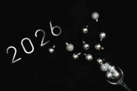 Elegant New Year 2026 theme with silver decorations