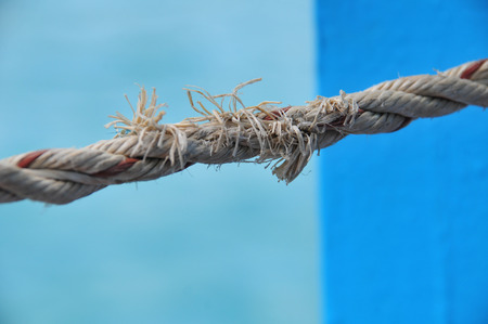 rope just a break on blue backgroundの写真素材