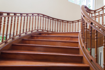 the wood stair is interior in the building  this is a luxury style.の写真素材