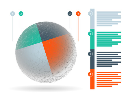 Colorful four sided geometric globe business graphicのイラスト素材