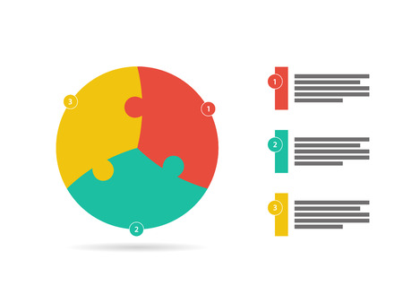 Three sided flat puzzle presentation infographic template vectorのイラスト素材