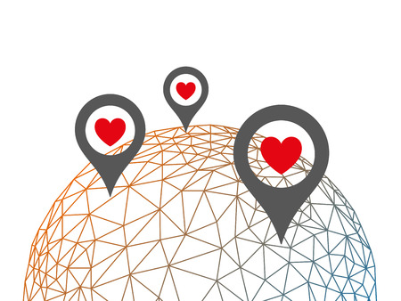 Rumpled triangular globe with location indicator vectorのイラスト素材