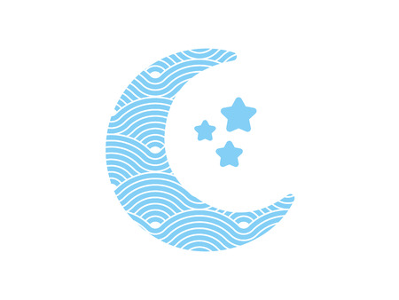 Moon with stars shape symbol described by curvy waves vectorのイラスト素材