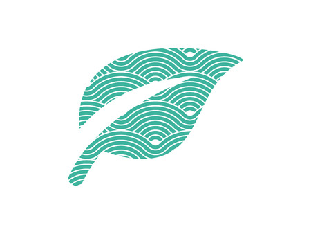 Leaf shape symbol described by curvy waves vectorのイラスト素材
