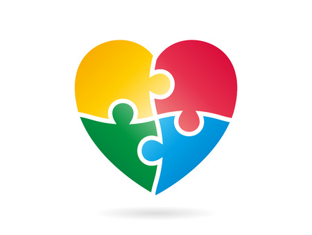 Colorfull puzzle heart shape vectorのイラスト素材