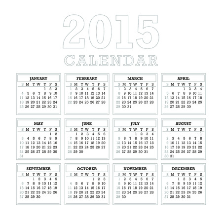Grayscale 2015 Calendar. Week starts with sunday. のイラスト素材