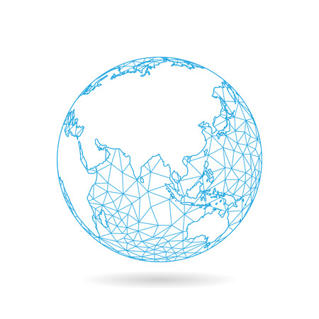 Geometric abstract earth globe sphere concept illustration. Vector graphic template isolated on light white backgroundのイラスト素材