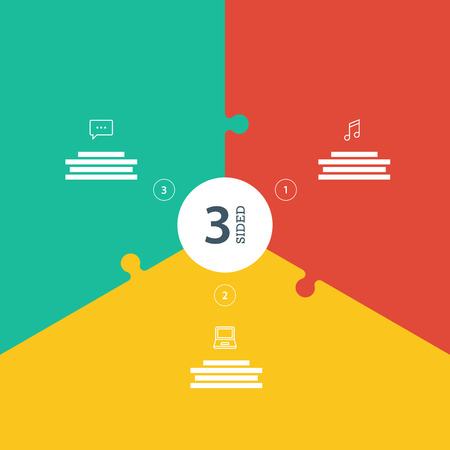 Numbered flat rainbow spectrum colored puzzle presentation infographic chart with explanatory text field isolated on white background. Vector graphic template.のイラスト素材