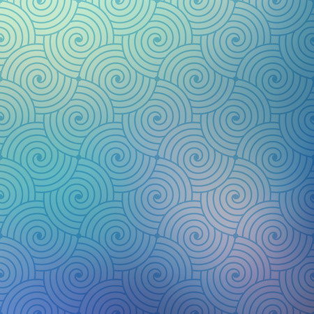 Geometric vector curvy waves pattern texture on blurred background. Vector graphic illustration template.のイラスト素材