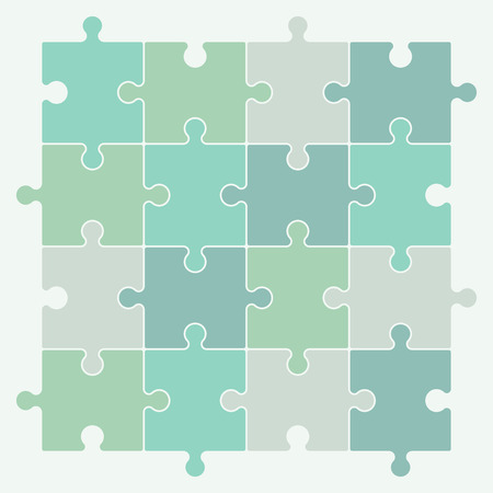 Green puzzle pieces forming a pattern background. Vector illustration graphic.のイラスト素材