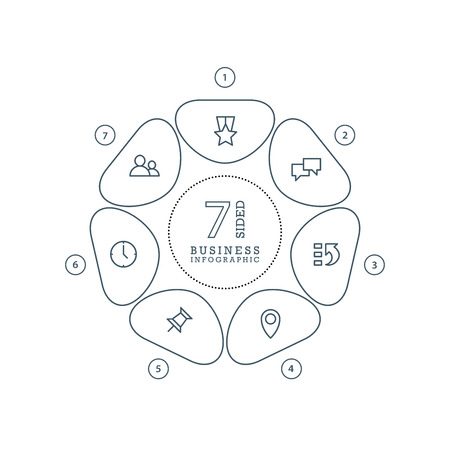 Flat line flower shaped abstract presentation infographic chart. のイラスト素材