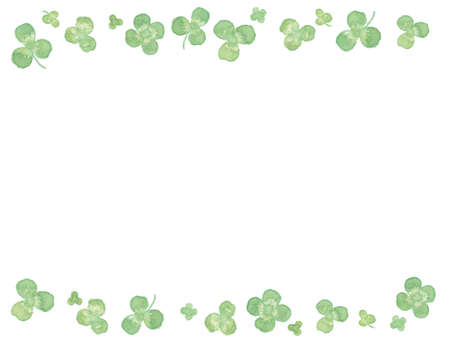 Watercolor Clover Frame Illustrationの写真素材