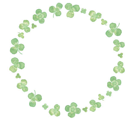 Watercolor Clover Frame Illustrationの写真素材