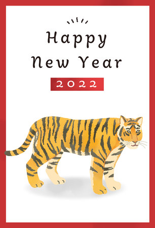 2022 Tora year Simple and cool Tora no New Year's card illustrationの写真素材