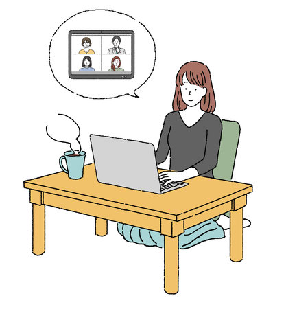 Illustration of a person working remotely on a computerのイラスト素材