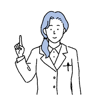 Simple touch female doctor upper body illustrationのイラスト素材