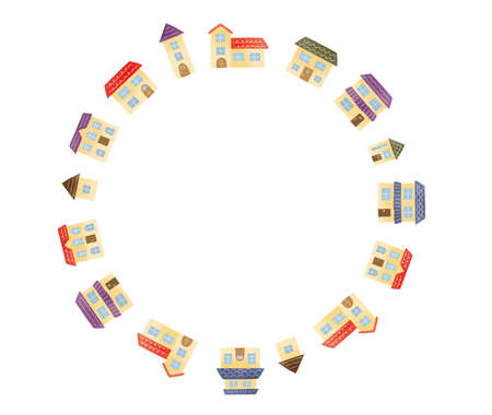 Simple and cute house illustration setの写真素材