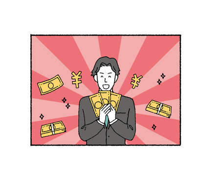 Illustration of businessman with tag with backgroundãのイラスト素材
