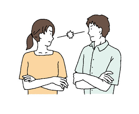 Simple Touch Illustration of a Fighting Coupleのイラスト素材