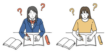 Simple Touch Illustration of Schoolgirl Studyingのイラスト素材
