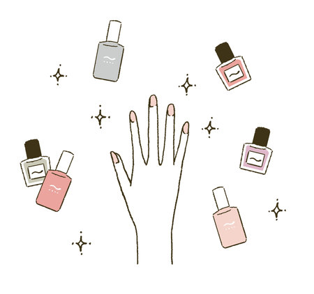 Beauty Beautiful woman hand and nail illustrationのイラスト素材