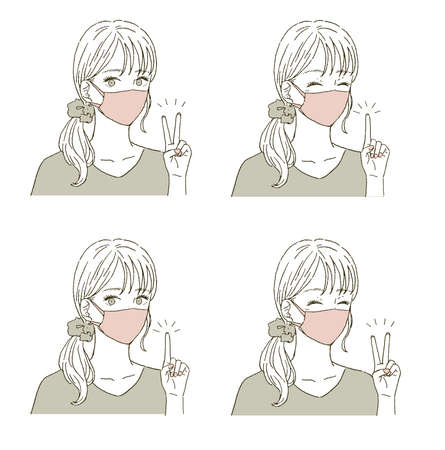 Illustration of a young woman wearing a beauty maskのイラスト素材